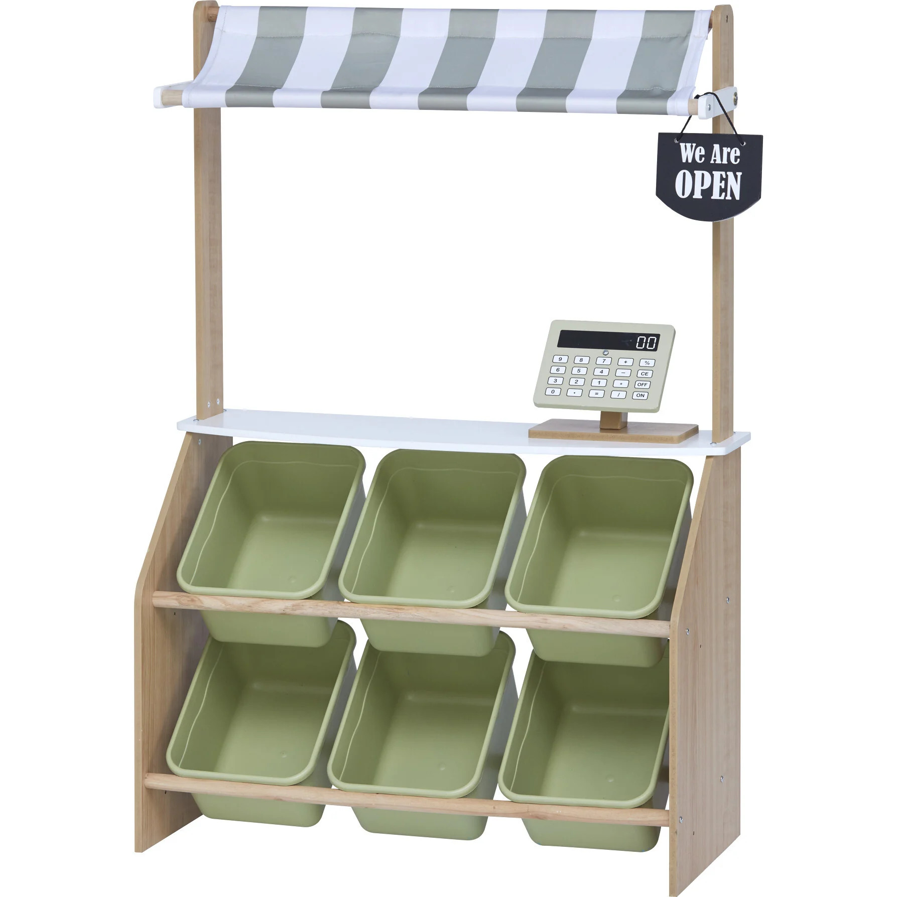 Little Helper Market Play Stand Play Kitchen , Olive Green | Maisonette