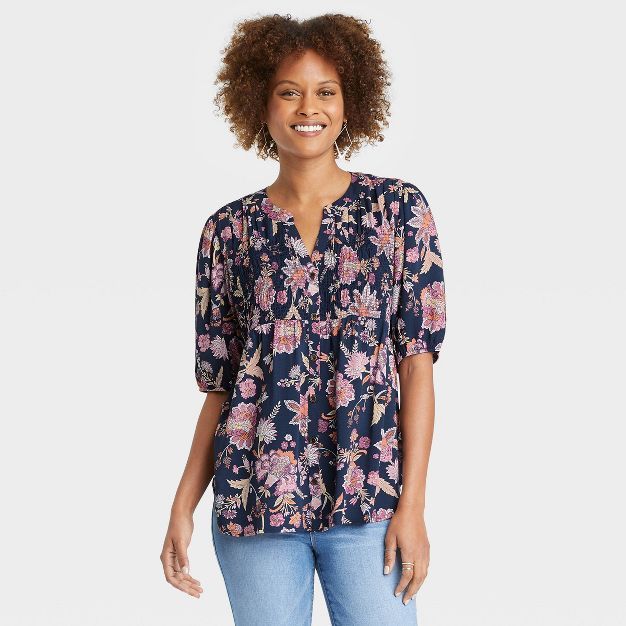 Women's Short Sleeve Smocked Button-Front Top - Knox Rose™ | Target