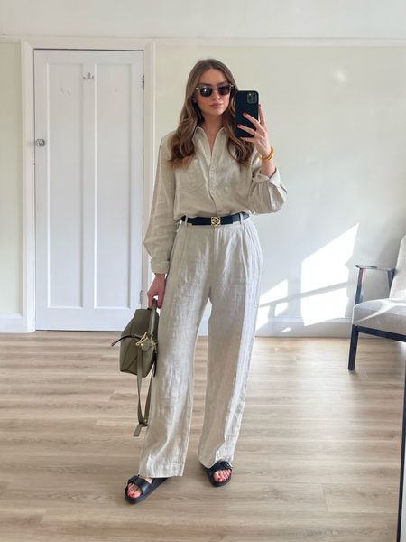 Outfit planning for a weekend in Palma

38 in the &OS linen shirt

36 in the &OS tailored linen trousers

Loewe puzzle bag in small, in artichoke green 

Loewe reversible belt

Bottega acetate sunglasses



#LTKSeasonal