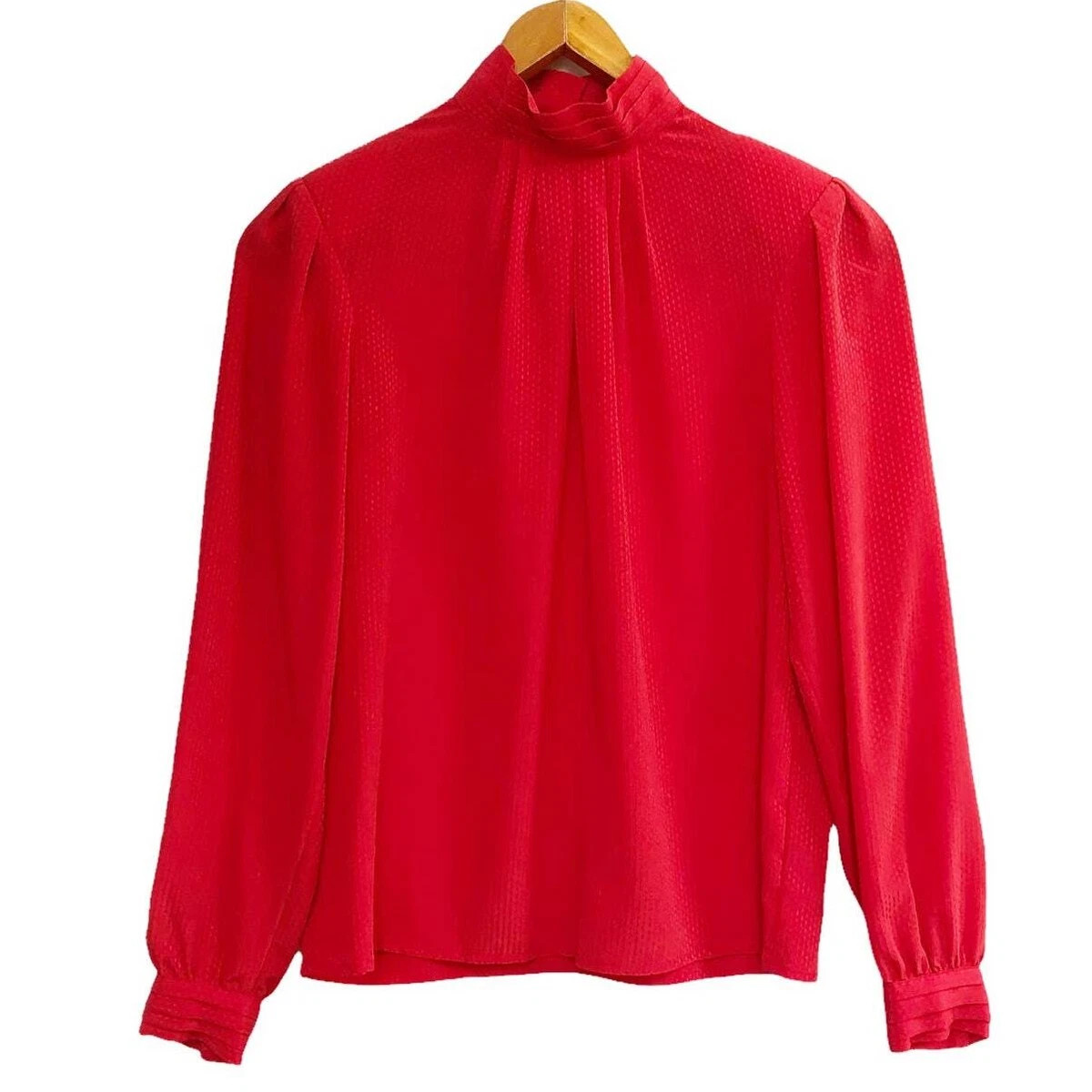 Tess Paris Vintage Red Textured Long Sleeve Blouse Size 10 | eBay US