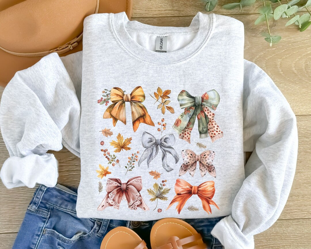 Fall Coquette Bow Aesthetic Sweatshirt Autumn Tee Thanksgiving Crewneck Comfort Colors Shirt Autu... | Etsy (US)