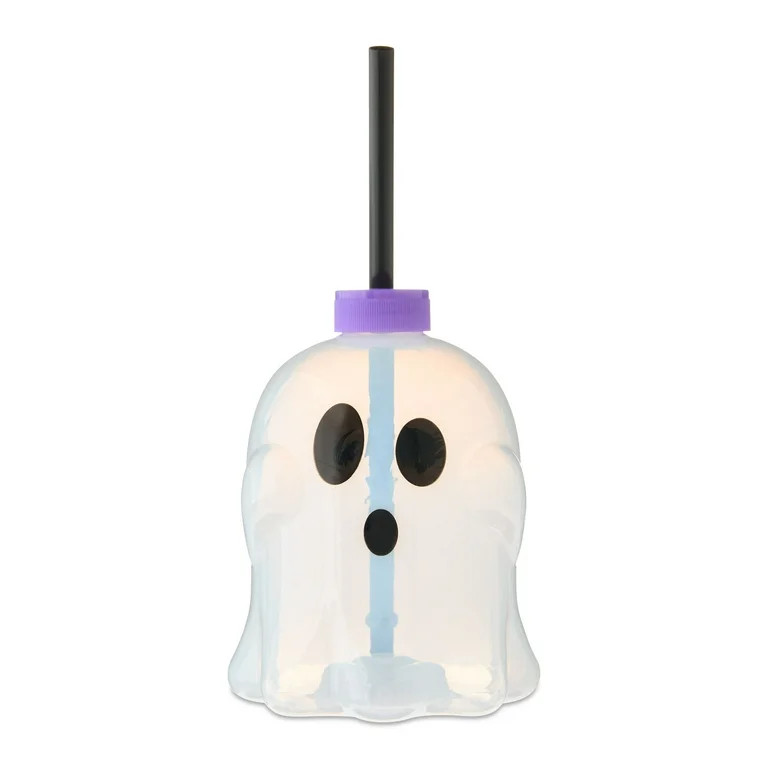 Halloween Light Up Ghost Tumbler, Translucent White, Tumbler with Lid & Straw, Ages 3+, Party Fav... | Walmart (US)