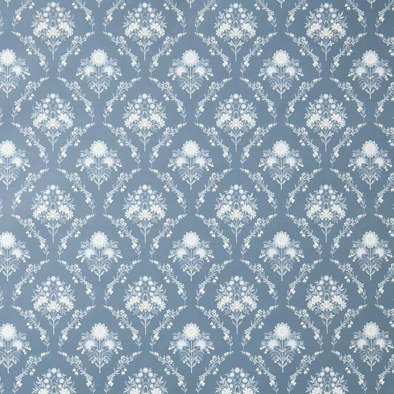 Floral Medallion Traditional Wallpaper - Blue, Size 8 In. W x 10 In. L | The Company Store | The Company Store