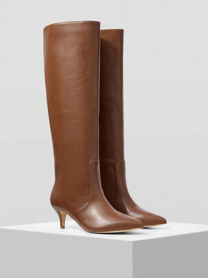 MOTF PREMIUM BROWN LADIES VERSATILE FASHION POINTED TOE KNEE-HIGH BOOTS FALL | SHEIN