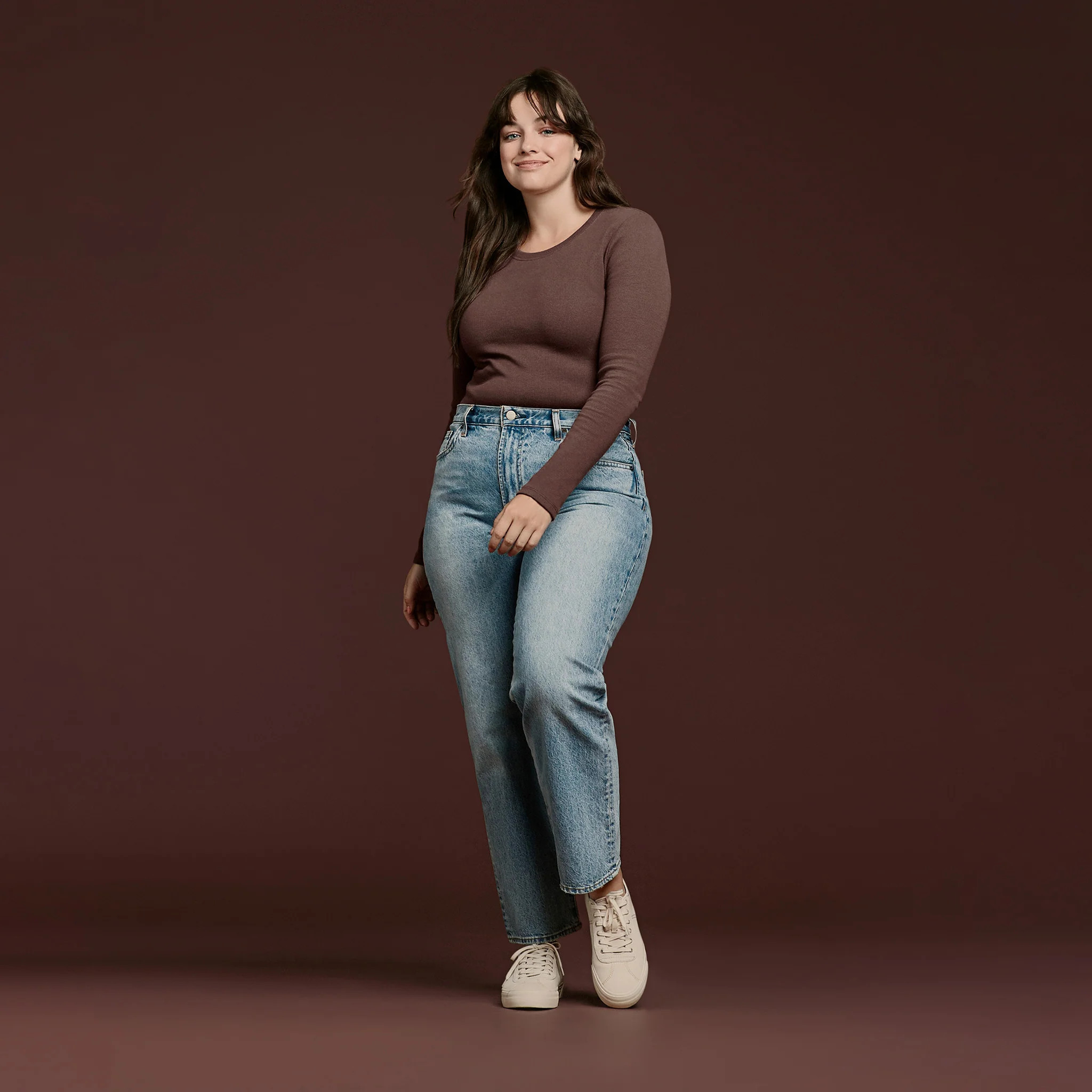 Women's Long Sleeve Ribbed Crewneck Bodysuit | nuuds