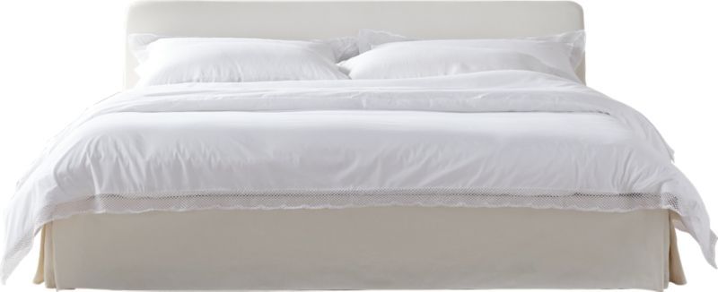 Pullover Pleat Cream Sateen King Bed + Reviews | CB2 | CB2