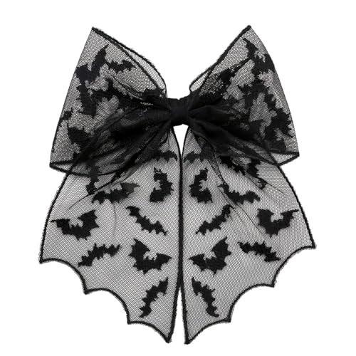 Kistreao Halloween Bat Bow Hair Clips Black Bat Hair Bows Hair Barrettes Bats Mesh Tulle Hair Pins Halloween Hair Accessories for Women Girls | Amazon (US)