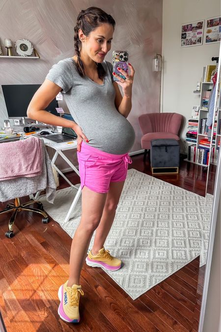 Cute + comfy on the go outfit 💕

Pregnancy outfit // maternity style // bump friendly fashion // t shirt and shorts // bright shorts // bright sneakers 

#LTKshoecrush #LTKSeasonal #LTKbump