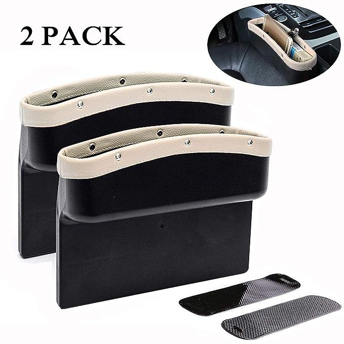 KONGDY Car Seat Pockets 2 Pack PU Leather Car Seat Gap Filler Console Side Organizer Storage Box ... | Amazon (US)