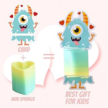 32 PACK Valentines Day Cards for Kids with Rainbow Coil Springs, Stress Relief Coil Springs Toys ... | Amazon (US)