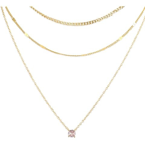 WomenGifts Layered Gold Necklaces for Women, 14K Gold Sterling Silver Plated Dainty Pendant Neckl... | Amazon (US)