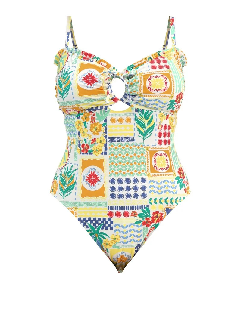 Time and Tru Women's Rope Texture One-Piece Swimsuit, Sizes XS-3X | Walmart (US)