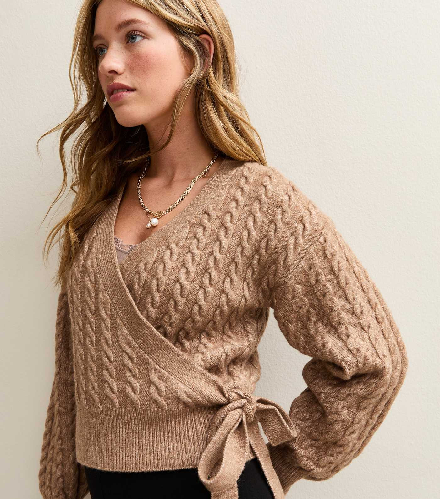 Camel Cable Knit Wrap Jumper | New Look | New Look (UK)
