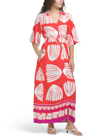 Three-quarter Sleeve Linen Blend Maxi Dress | TJ Maxx