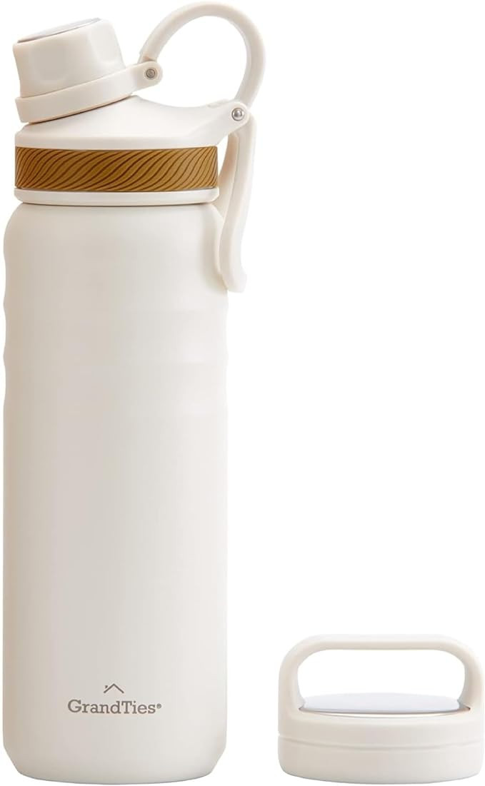 GRANDTIES 2 Lids Sports Stainless Steel Water Bottles – Wide Mouth Vacuum Insulated Reusable Le... | Amazon (US)