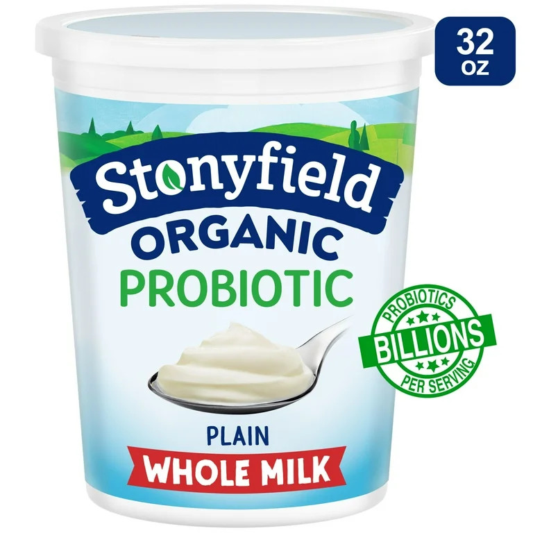 Stonyfield Organic Plain Whole Milk Probiotic Yogurt, 32 oz Container | Walmart (US)