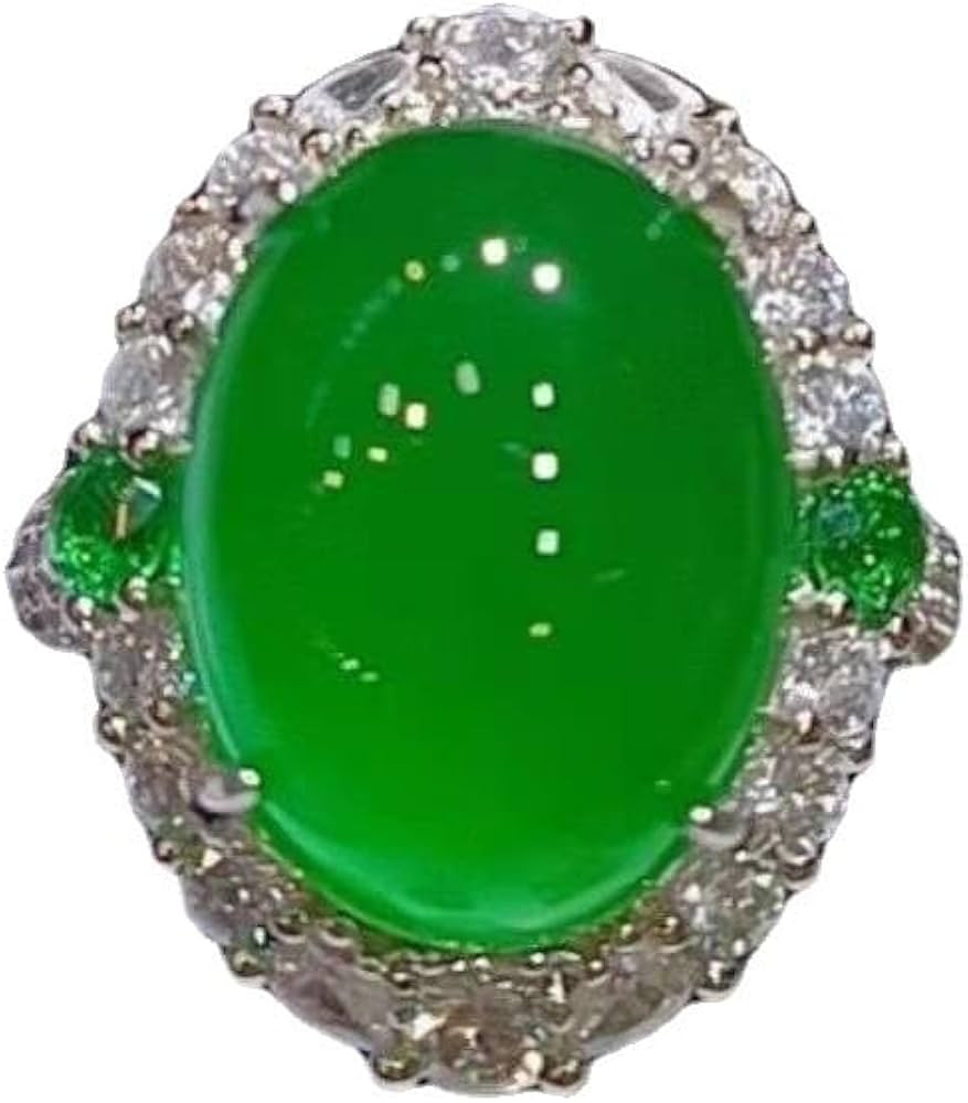 Classic Jade Green Ring for Lady Anniversary Accessories Gift Fashion 925 Sterling Silver Ring Wo... | Amazon (US)