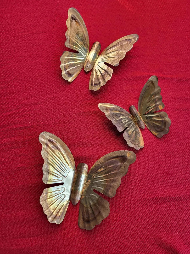 Brass Butterflies MCM Wall Hangings Set of 3 Vintage Boho Butterfly Wall Decor - Etsy | Etsy (US)