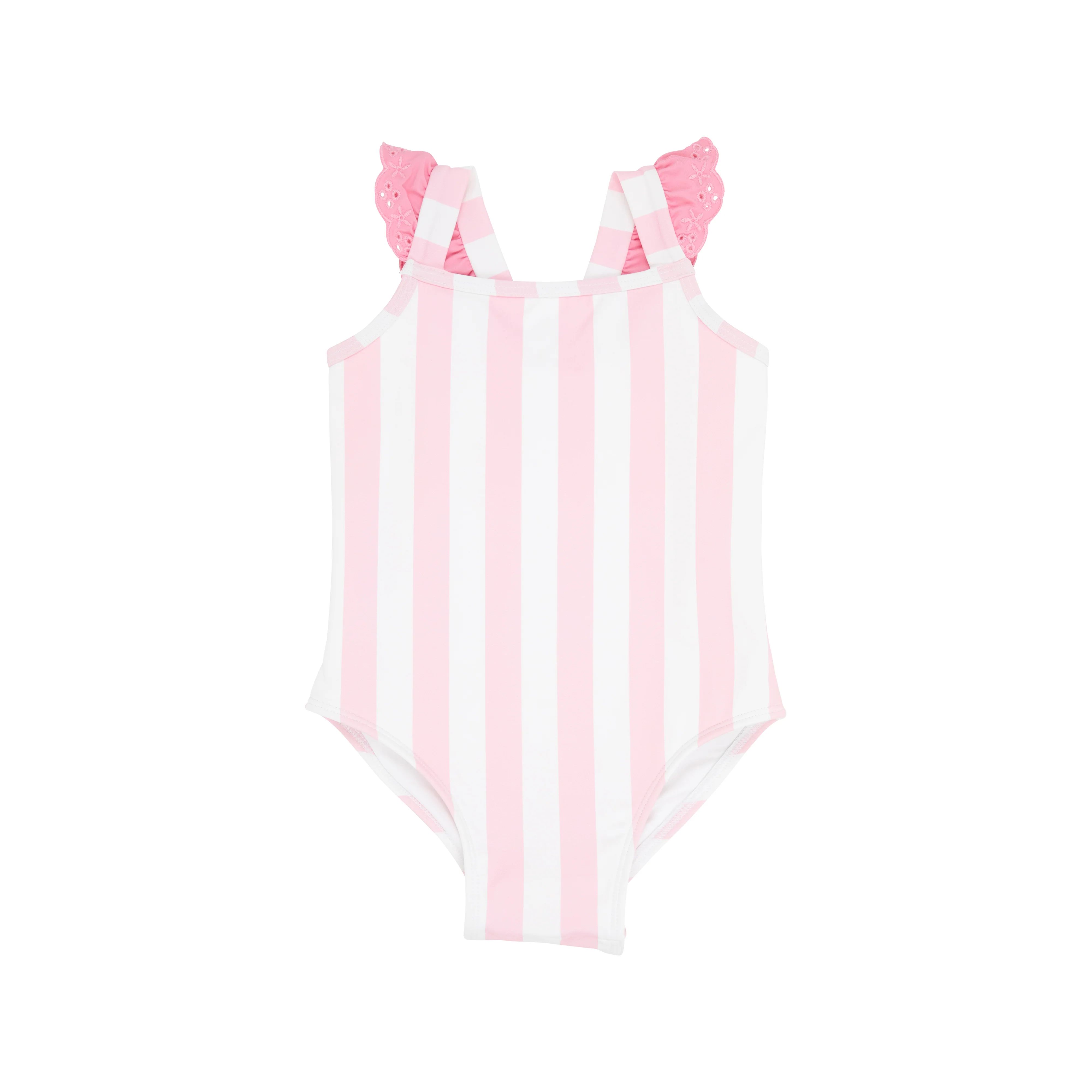 Long Bay Bathing Suit - Caicos Cabana Stripe with Hamptons Hot Pink | The Beaufort Bonnet Company