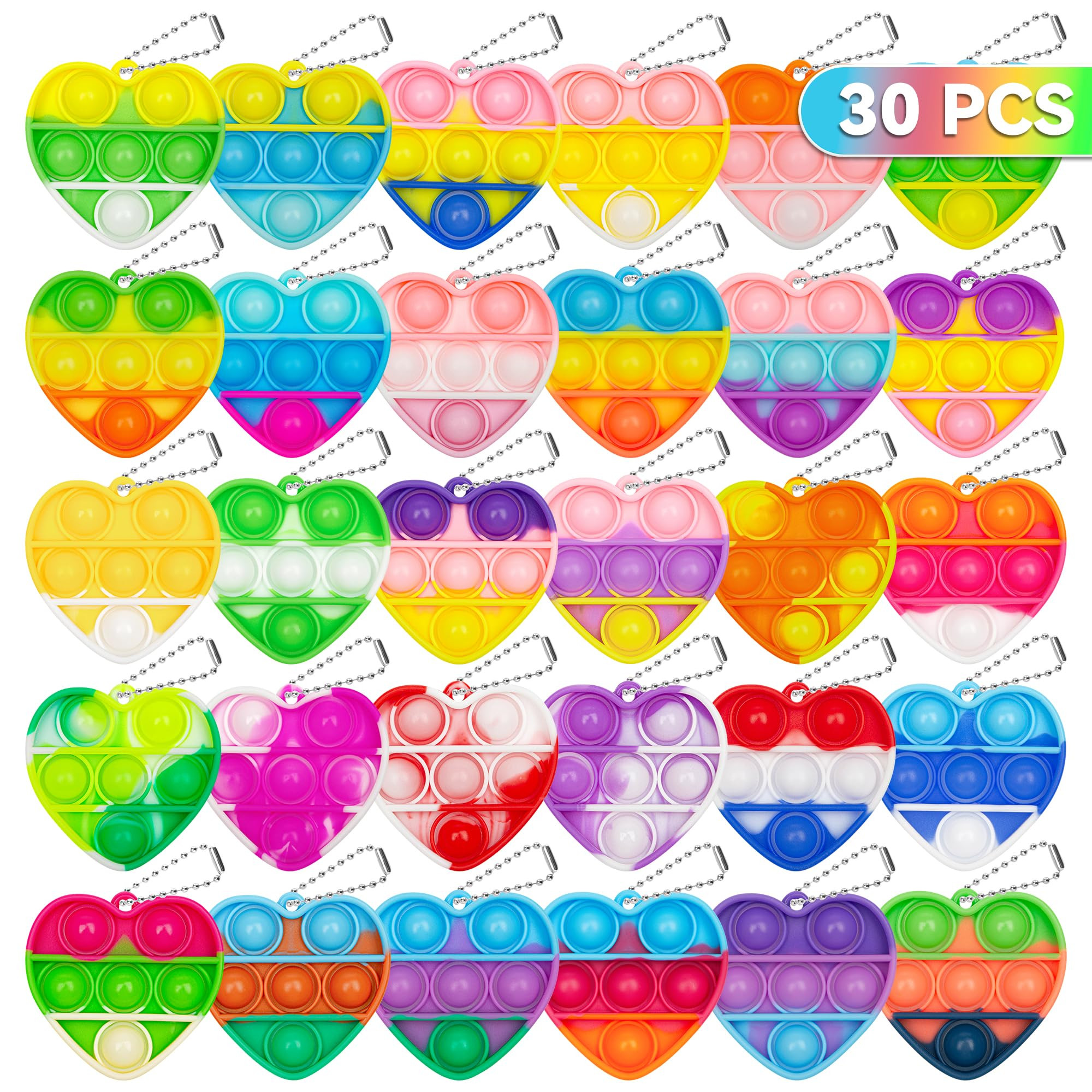 Pop Fidget Toys Bulk Its Valentines Day Gifts for Kids 30 Pack Valentines for Kids Classroom Vale... | Amazon (US)
