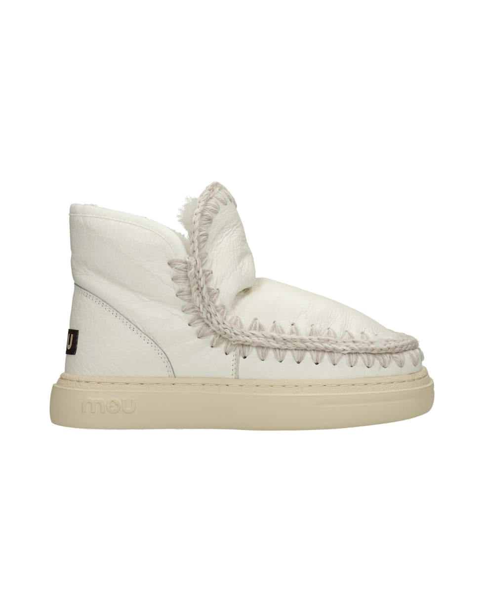 Eskimo Sneaker Low Heels Ankle Boots In White Leather | Italist
