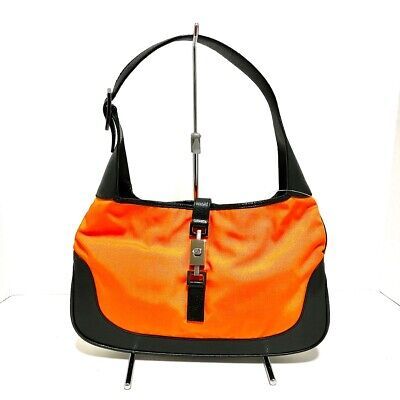Auth GUCCI Jackie 13306 Orange Black Nylon Leather - Shoulder Bag  | eBay | eBay US