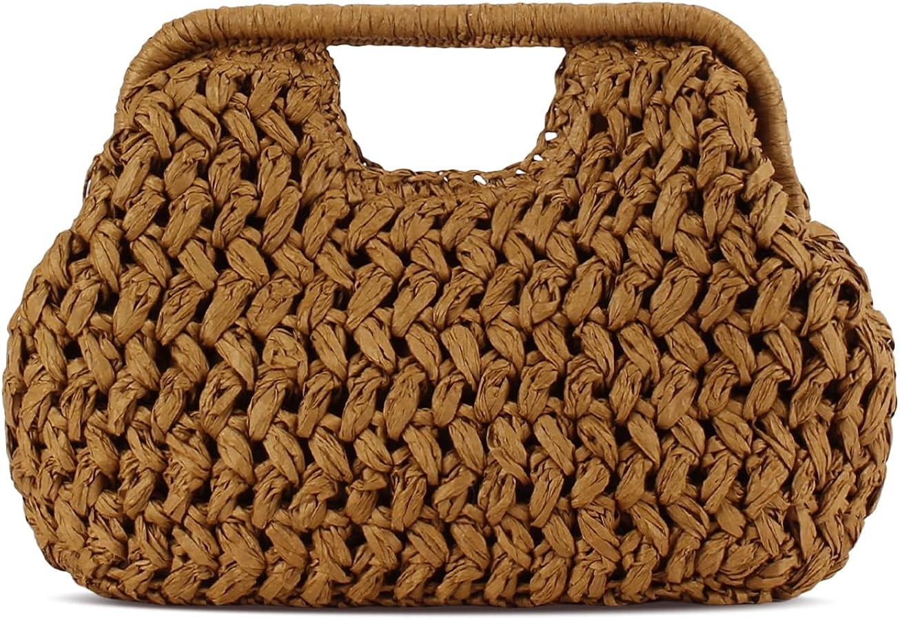 Straw Clutch Purse for Women,Cloud Dumpling Pouch,Woven Evening Shoulder Bags,Summer Beach Hobo H... | Amazon (US)