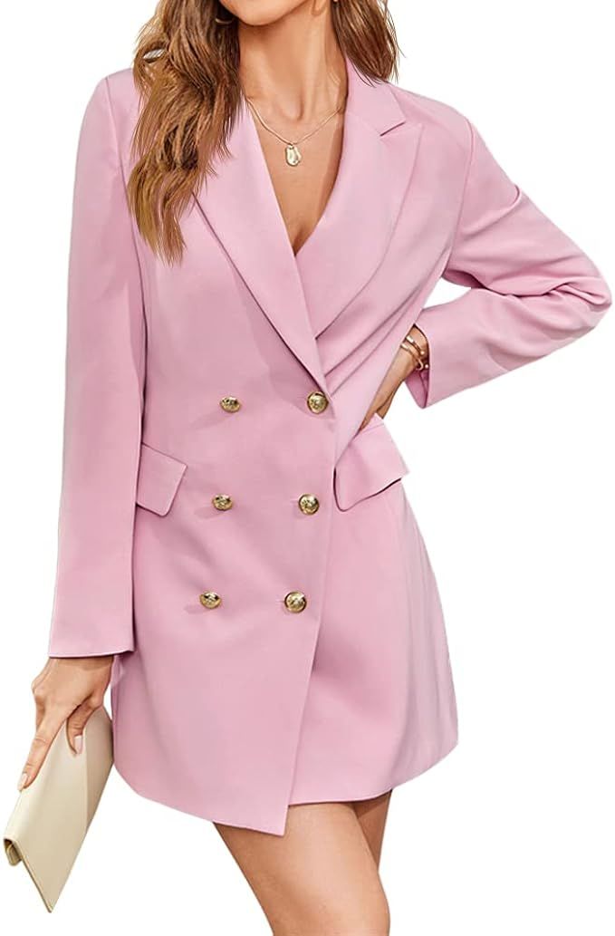 Cicy Bell Womens Casual Blazer Dress Long Sleeve Double Breasted Work Office Blazer Jackets | Amazon (US)