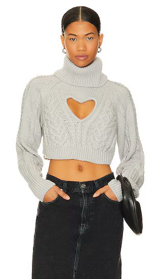 Vera Cropped Cut Out Sweater in Grey | Revolve Clothing (Global)