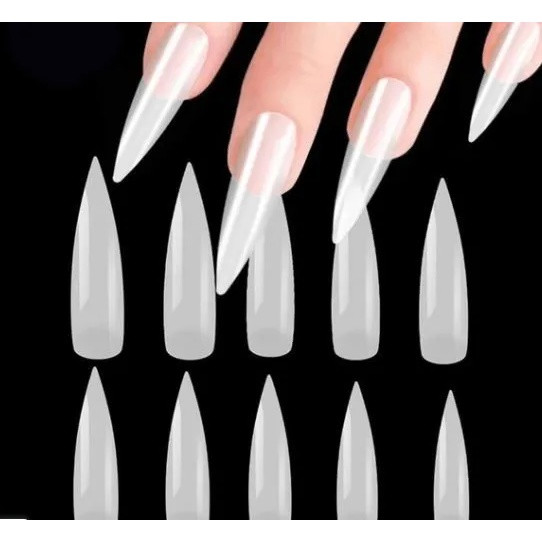 Kit 100 Unhas Postiças Stiletto Auto Colante Profissional | Shopee (BR)