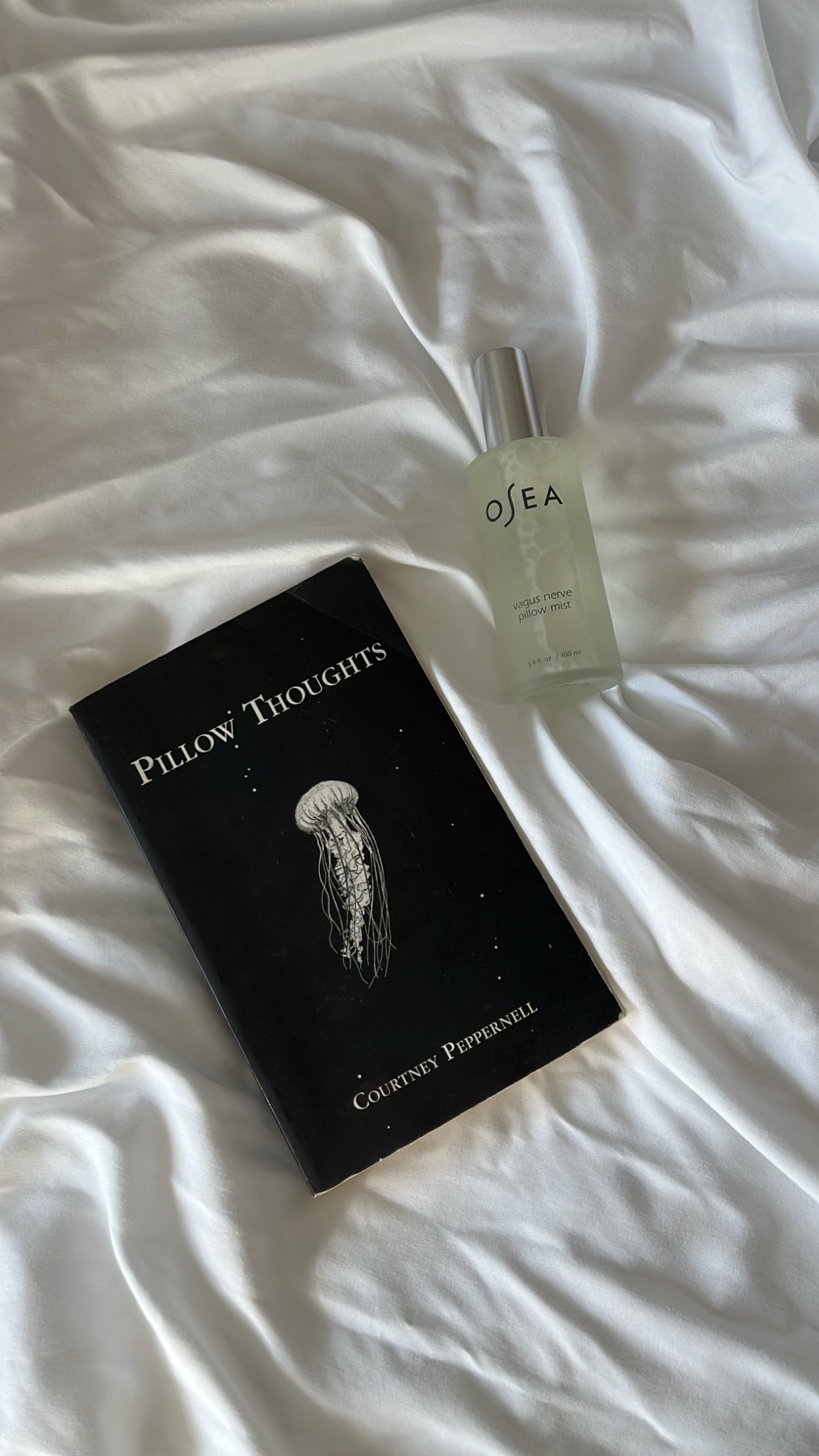 bedtime essentials 🤍 the book Pillow Thoughts is a collection of poetry and prose about heartbreak, love, encouragement and raw emotions. The Vagus pillow mist from OSEA  is a blend of beautiful botanical oils that transforms bedtime into a peaceful moment of zen to relax the mind and body 😌

#LTKHome