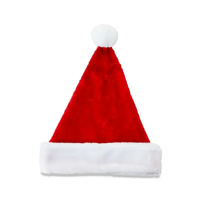 Classic Red & White Plush Santa Hat, Large, 17", by Holiday Time | Walmart (US)