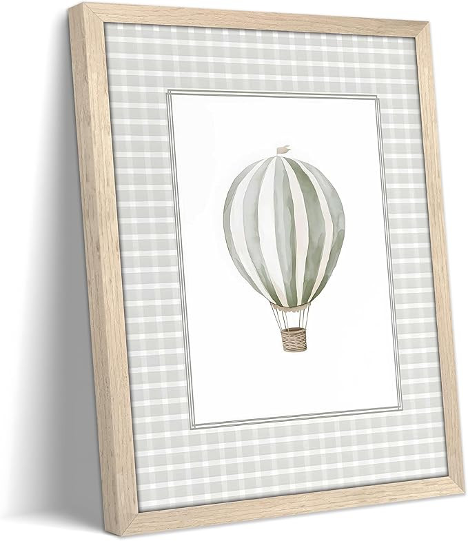 Wood Framed Hot Air Balloon Wall Art, Vintage Baby Nursery Decor Paintings, Boy Girl Room Wall De... | Amazon (US)
