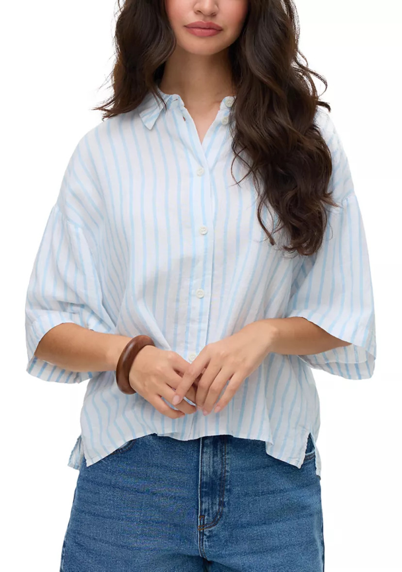 Women's Elbow Sleeve Striped Button Down Shirt | Belk