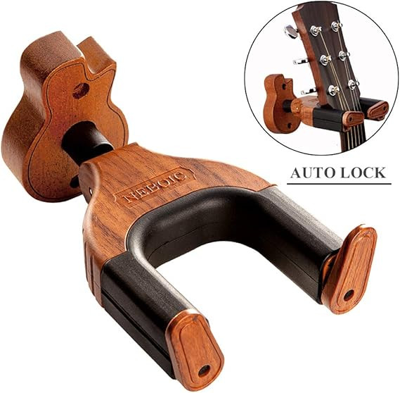 Neboic Guitar Wall Mount, Auto Lock Guitar Wall Hanger, Hard Wood Base in Guitar Shape Guitar Hoo... | Amazon (US)