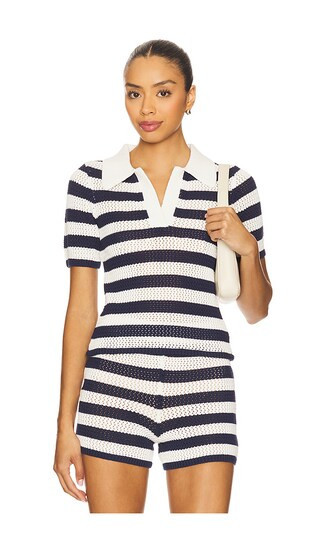 SER.O.YA Pax Polo Top in Navy. - size L (also in M, S, XL, XS, XXS) | Revolve Clothing (Global)