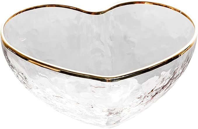 Glass Heart Bowl Clear Serving Bowls Set Heart Shaped Salad Bowls Love Bowl Irregular Bowls for F... | Amazon (US)