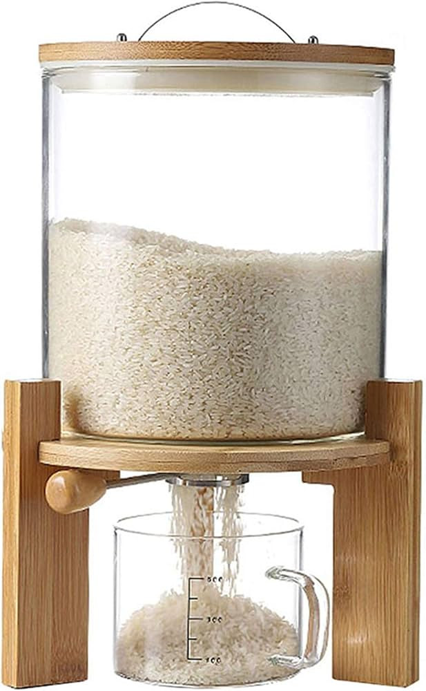 IYTBILQ Glass Cereal Dispenser Countertop with Spout Measuring Cup Sugar Flour Containers with Li... | Amazon (US)