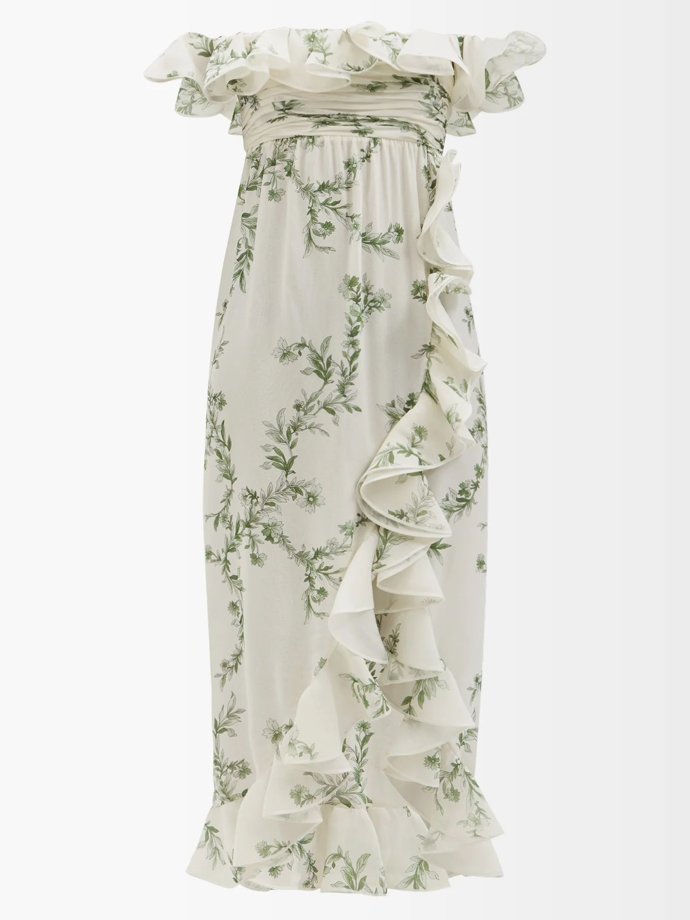 Waterfall-flounce floral silk-georgette midi dress | Giambattista Valli | Matches (US)