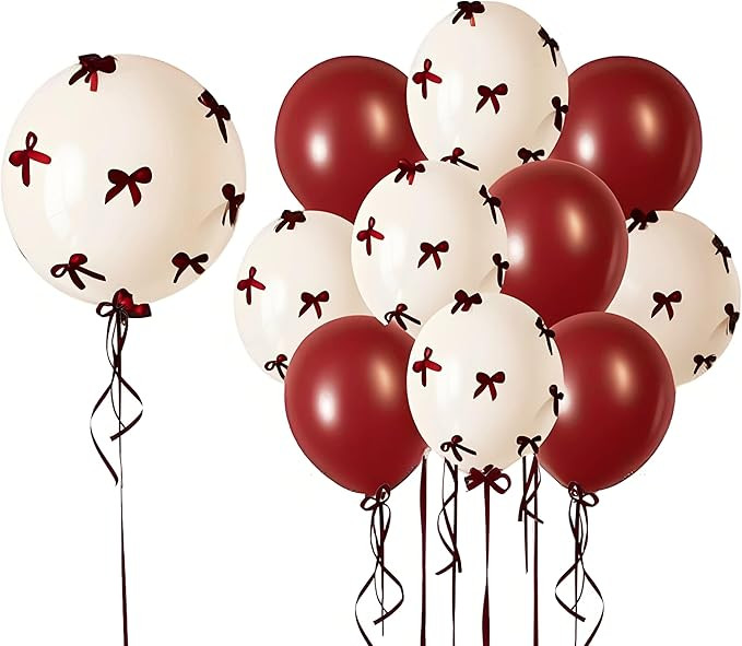 Red Bow Party Decorations Wine Red Bow Balloons BoBo Balloons for Coquette Bow Party Women Birthd... | Amazon (US)