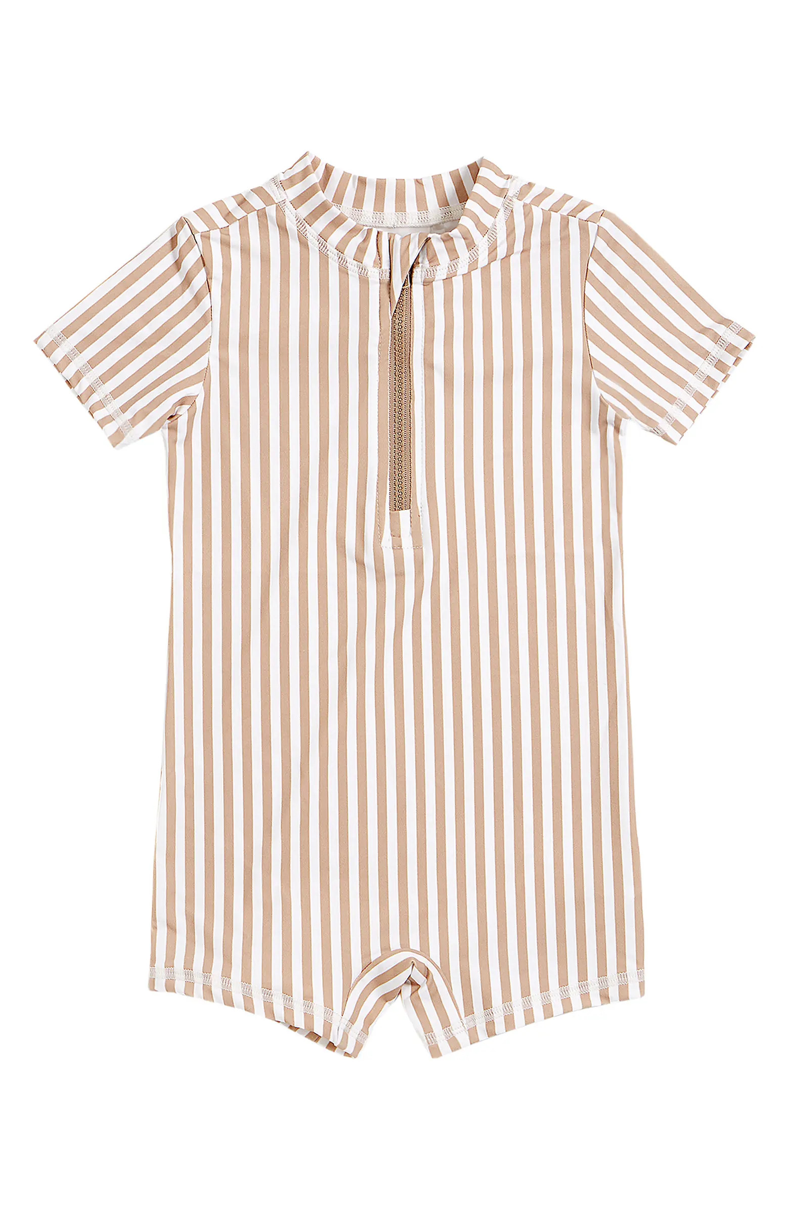 Petit Lem Stripe Short Sleeve One-Piece Rashguard Swimsuit | Nordstrom | Nordstrom