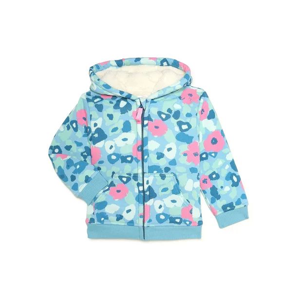 Wonder Nation Baby and Toddler Girl Sherpa Lined Hoodie, Sizes 12M-5T - Walmart.com | Walmart (US)