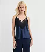 Lace Trim Satin Cami | LOFT