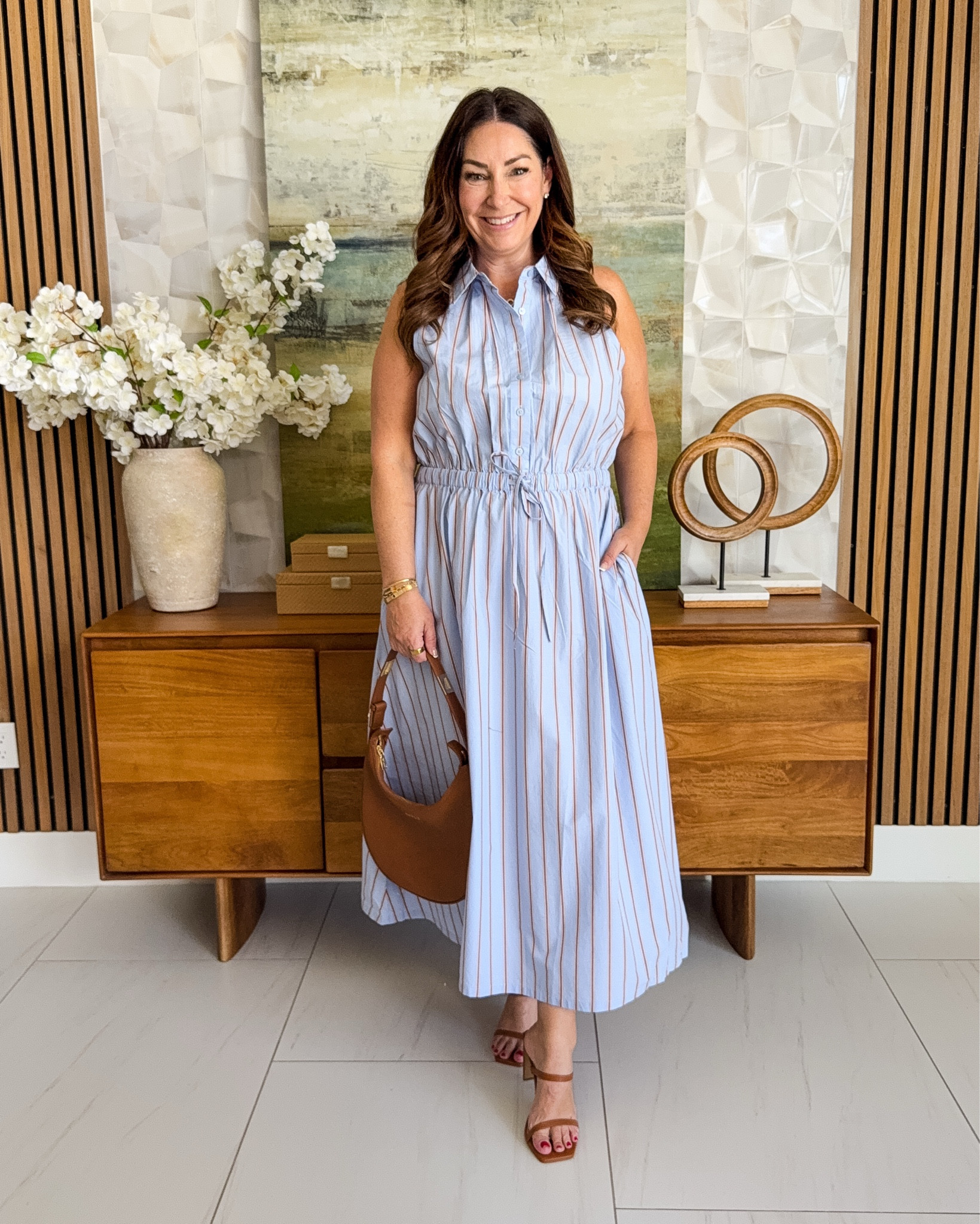 LOFT Spring pinstripe lightweight dress - runs a little large in the armholes wearing large

#LTKOver40 #LTKSaleAlert #LTKMidsize