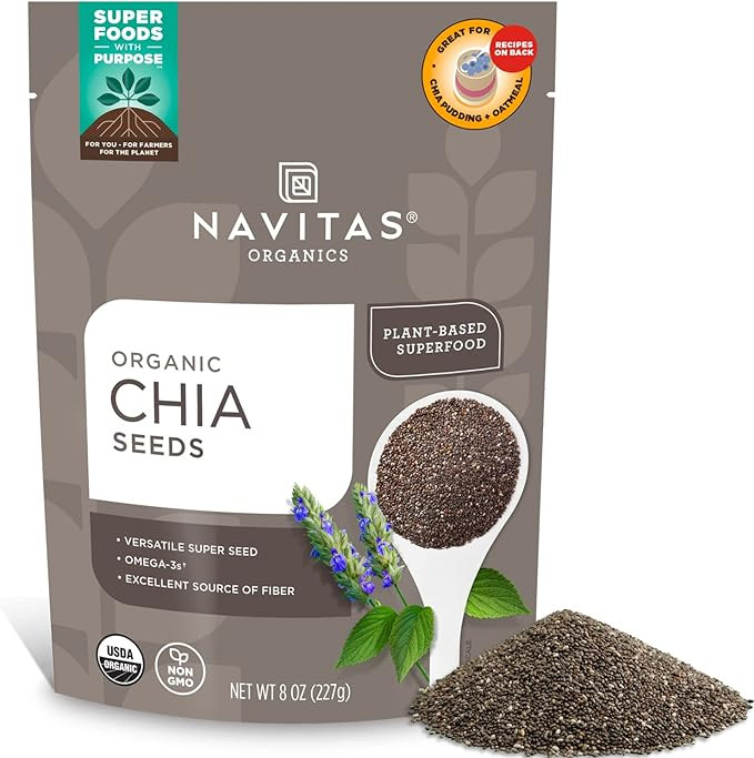 Navitas Organics Chia Seeds, 8 oz. Bag, 19 Servings - Organic, Non-GMO, Gluten-Free | Amazon (US)
