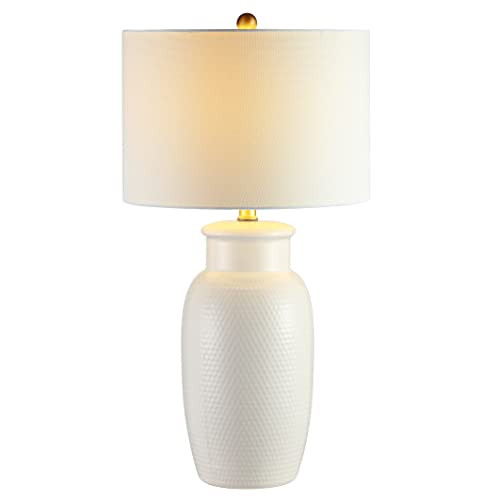 SAFAVIEH Lighting Collection Norsi 28-Inch Ceramic Table Lamp with Fabric Shade, Modern Contemporary Bedside Nightstand Lamp, LED Bulb Included (TBL4245A) | Amazon (US)