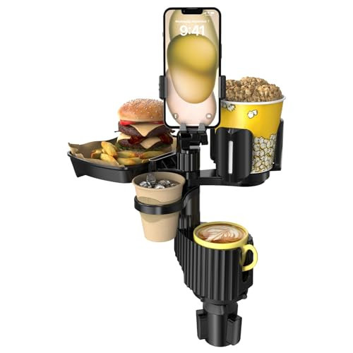 Bvdfgk Car Cup Holder Tray - 5 in 1 Adjustable Car Cup Holder Expander with Phone Mount Food Tray Swivel for All Purpose, Car Drink Holders Snack Tray for Road Trip Accessories | Amazon (US)