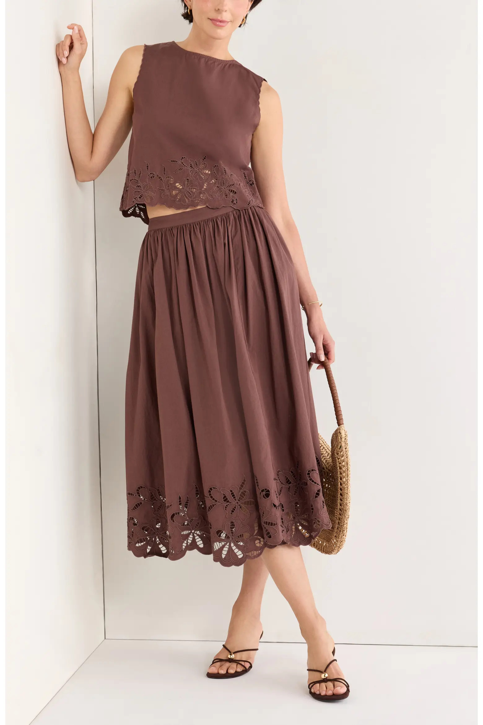 Schiffly Cotton Eyelet Midi Skirt (Women) | Nordstromrack | Nordstrom Rack