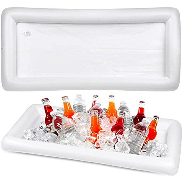 2 Inflatable Pool Floating Table Serving Beverage Tray Bar with Drain Plug | Walmart (US)