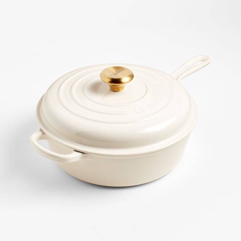 Le Creuset 3.75-Qt. Cream Signature Cassadou + Reviews | Crate & Barrel | Crate & Barrel